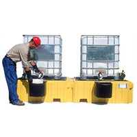 Ultra-Twin Intermediate Bulk Container (IBC) Spill Pallet with 2 Bucket Shelves, No Drain - SC1143