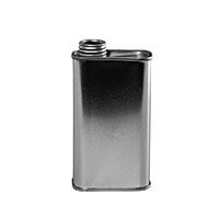 8 Ounce (oz) Capacity Unlined Tin Oblong/F-Style Can with 1 Inch (in) Delta Nozzle - 1216