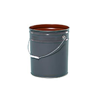 5 Gallon (gal) Capacity Gray Metal Open Head Pail with Red to Brown Lining - 2100G