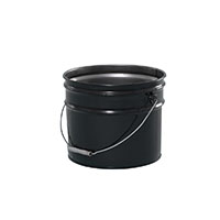 3.5 Gallon (gal) Capacity Black Metal Open Head Pail with Rust Inhibitor Lining & Cover - 2310