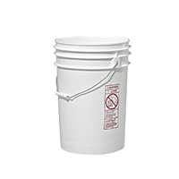 6 Gallon (gal) Capacity White Plastic Round Open Head Pail with Metal Bail - 3006RP