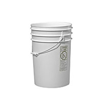 6 Gallon (gal) Capacity White Plastic Round Open Head Pail with Metal Bail - 3006RP90