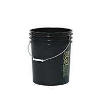 5 Gallon (gal) Capacity Black Plastic Round Open Head Pail with Metal Bail - 3052