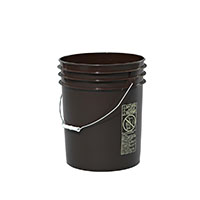 5 Gallon (gal) Capacity Brown Plastic Round Open Head Pail with Metal Bail - 3052BR