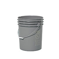 5 Gallon (gal) Capacity Grey Plastic Round Open Head Pail with Metal Bail - 3052G