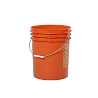 5 Gallon (gal) Capacity Orange Plastic Round Open Head Pail with Metal Bail - 3052O