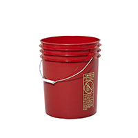 5 Gallon (gal) Capacity Red Plastic Round Open Head Pail with Metal Bail - 3052R