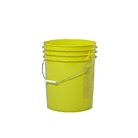 5 Gallon (gal) Capacity Yellow Plastic Round Open Head Pail with Metal Bail - 3052Y