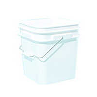 3.3 Gallon (gal) Capacity White Plastic Square Open Head Pail with Metal Bail - 30833