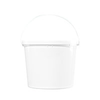 160 Ounce (oz) Capacity White Plastic Bucket with Plastic Handle & Lid - 3308B & 3308L