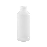 8 Ounce (oz) Capacity Natural High-Density Polyethylene (HDPE) Plastic Modern Round Bottle - 3566N