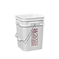 5 Gallon (gal) Capacity White Plastic Square Open Head Pail with Metal Bail - 83085GW