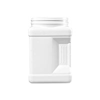 64 Ounce (oz) Capacity White High-Density Polyethylene (HDPE) Plastic Square Pinch Grip Jar - 835064W