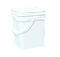 3.5 Gallon (gal) Capacity White Plastic Square Open Head Pail with Plastic Bail - 1247