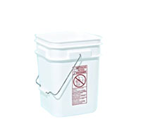 5 Gallon (gal) Capacity White Plastic Square Open Head Pail with Metal Bail - 1249