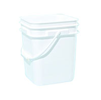 3.7 Gallon (gal) Capacity White Plastic Square Open Head Pail with Plastic Bail - 30879