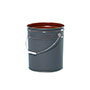 5 Gallon (gal) Capacity Gray Metal Open Head Pail with Red to Brown Lining - 2100G