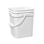 3.5 Gallon (gal) Capacity White Plastic Square Open Head Pail with Plastic Bail - 830835GW